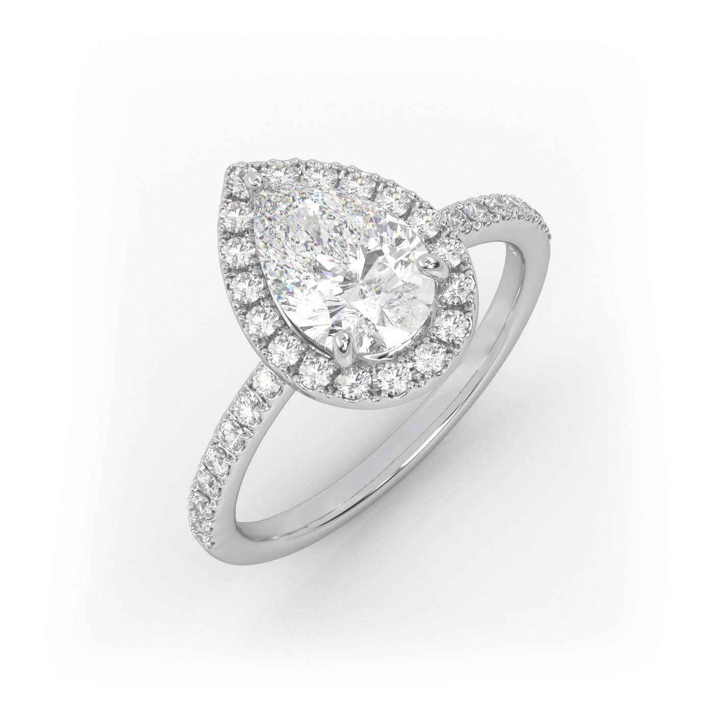 18K White Gold Halo Engagement Ring. A beautiful halo engagement ring crafted.