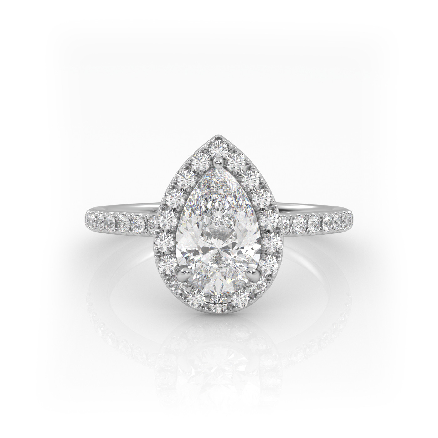 18K White Gold Halo Engagement Ring. A beautiful halo engagement ring crafted.