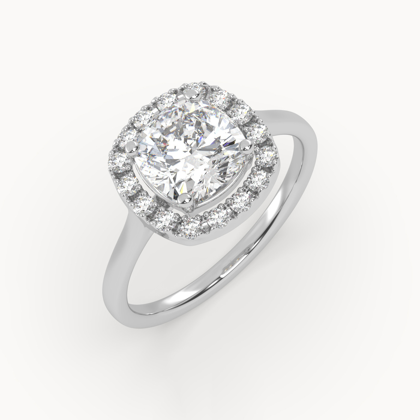 18K White Gold Halo Engagement Ring. A beautiful halo engagement ring crafted.